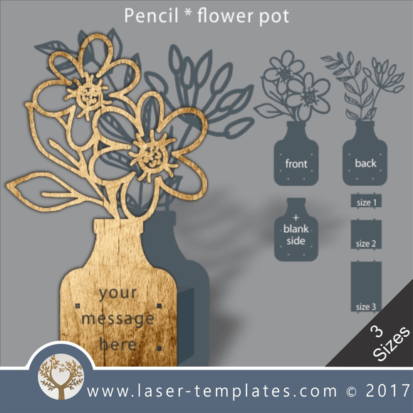 Laser cut flower pot template, use it for pencils, act. 3 different inner sizes. download free Vector designs every day. flower pot 27