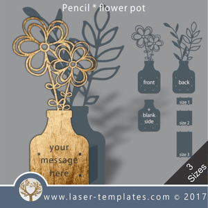 Laser cut flower pot template, use it for pencils, act. 3 different inner sizes. download free Vector designs every day. flower pot 29