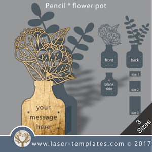 Laser cut flower pot template, use it for pencils, act. 3 different inner sizes. download free Vector designs every day. flower pot 3