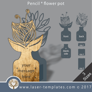 Laser cut flower pot template, use it for pencils, act. 3 different inner sizes. download free Vector designs every day. flower pot 32