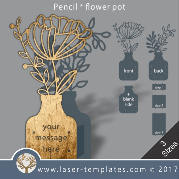 Laser cut flower pot template, use it for pencils, act. 3 different inner sizes. download free Vector designs every day. flower pot 33