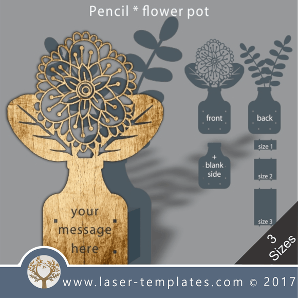 Laser cut flower pot template, use it for pencils, act. 3 different inner sizes. download free Vector designs every day. flower pot 34