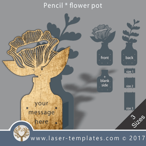 Laser cut flower pot template, use it for pencils, act. 3 different inner sizes. download free Vector designs every day. flower pot 36