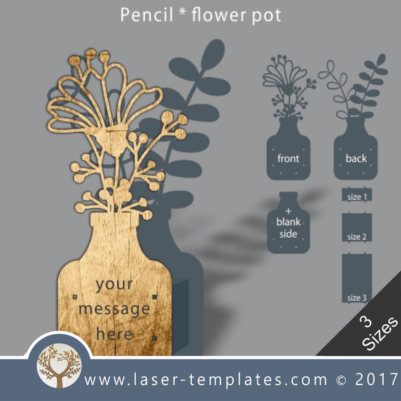 Laser cut flower pot template, use it for pencils, act. 3 different inner sizes. download free Vector designs every day. flower pot 37