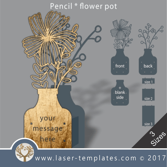 Laser cut flower pot template, use it for pencils, act. 3 different inner sizes. download free Vector designs every day. flower pot 4