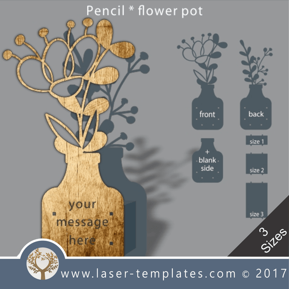 Laser cut flower pot template, use it for pencils, act. 3 different inner sizes. download free Vector designs every day. flower pot 52