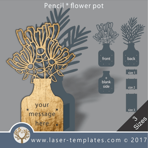 Laser cut flower pot template, use it for pencils, act. 3 different inner sizes. download free Vector designs every day. flower pot 6