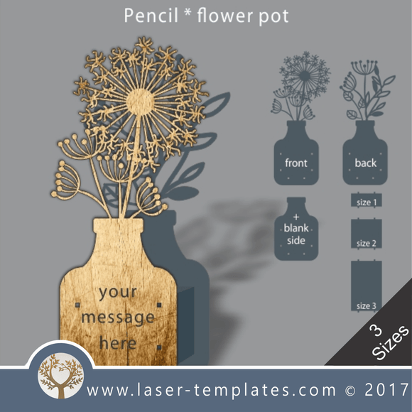 Laser cut flower pot template, use it for pencils, act. 3 different inner sizes. download free Vector designs every day flower pot 7