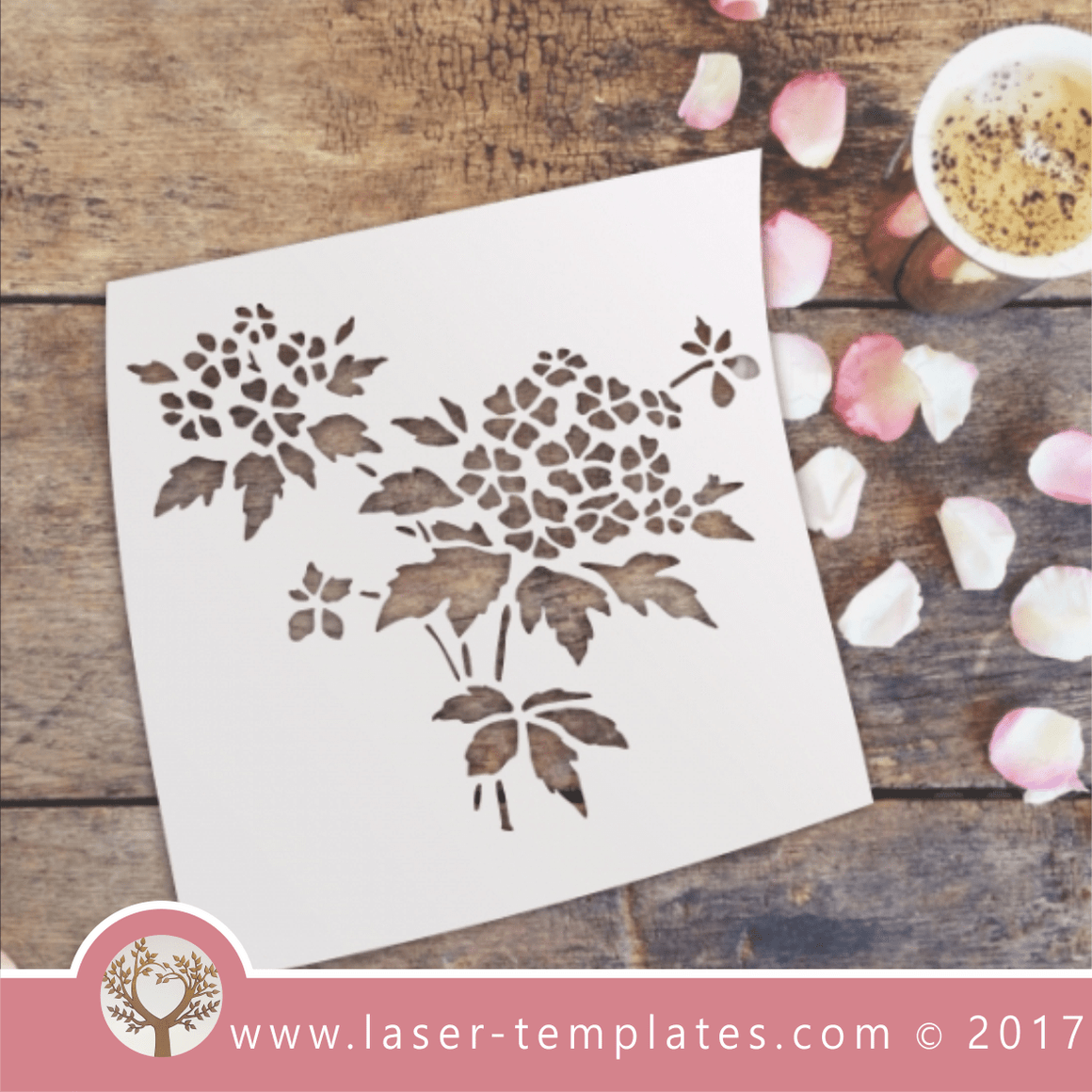 Hydrangea Flower STENCIL template. Laser cut stencils. Vector online ...