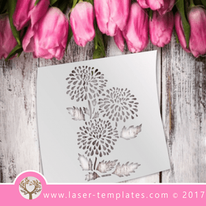 Chrysanthemum Flower STENCIL template. Laser cut stencils. Vector online store, free designs. Flowers