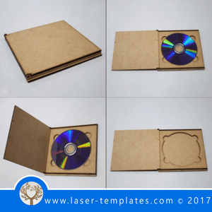 CD wooden cover template. Laser cut design store. Folding cd case