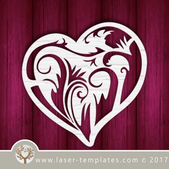 Heart template laser cut online store, free vector designs every day. Forest Love.
