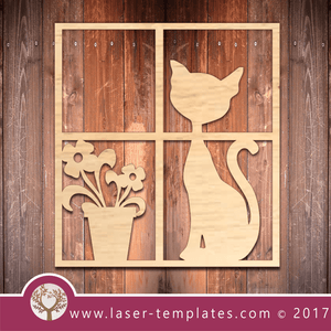 Framed Cat Laser Cut Template Wall Art, Download Vector Designs.