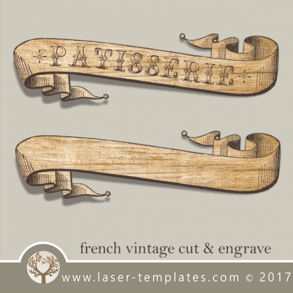 French vintage banner template, online laser template, design, pattern store.