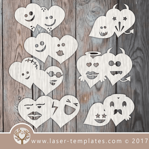 Heart template laser cut online store, free vector designs every day. Friendly Hearts.