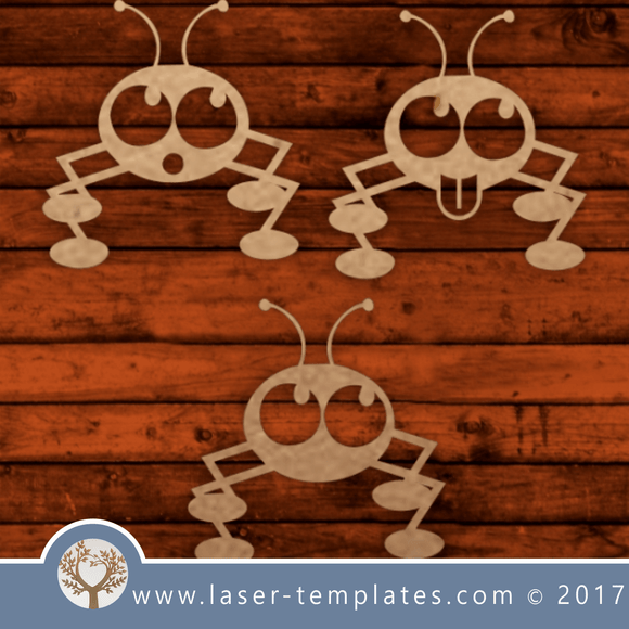 Fun ants template for laser cutting. Vector online store. Free designs.elements to personalize the design. Funny Face Ants.