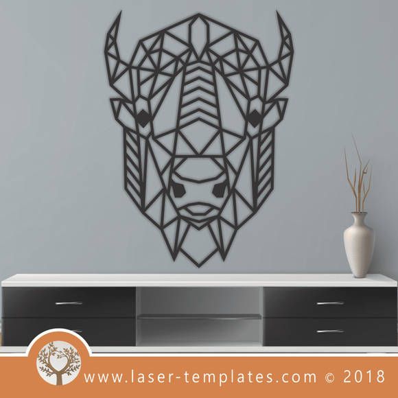 Laser Cut Geometric Buffalo Vector Template, Download Online Today 