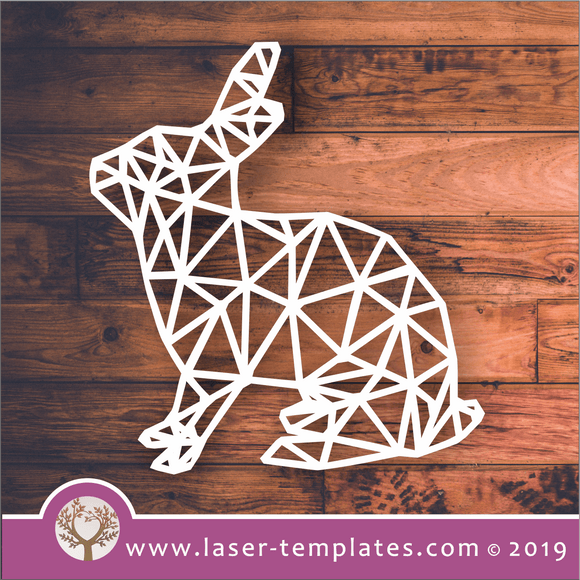 Laser cut template - Geometric bunny rabbit 