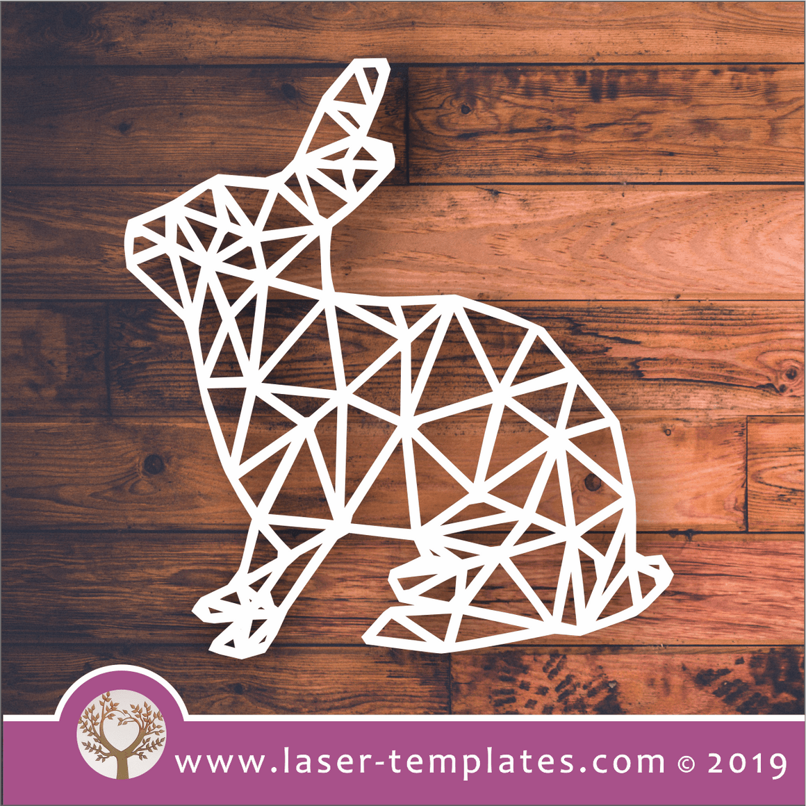 Laser cut template Geometric bunny rabbit Laser Ready Templates