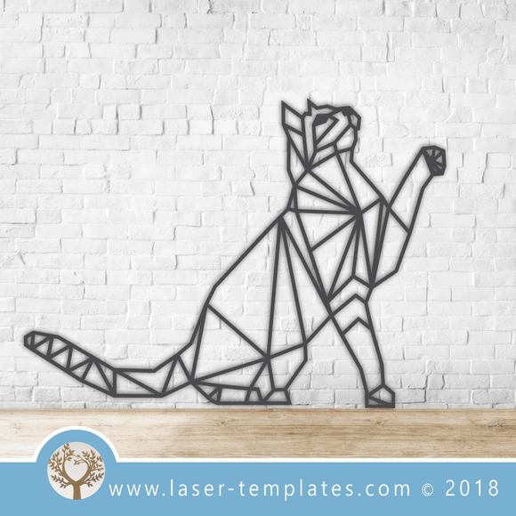 Laser Cut Geometric Cat Vector Template, Download Online Today
