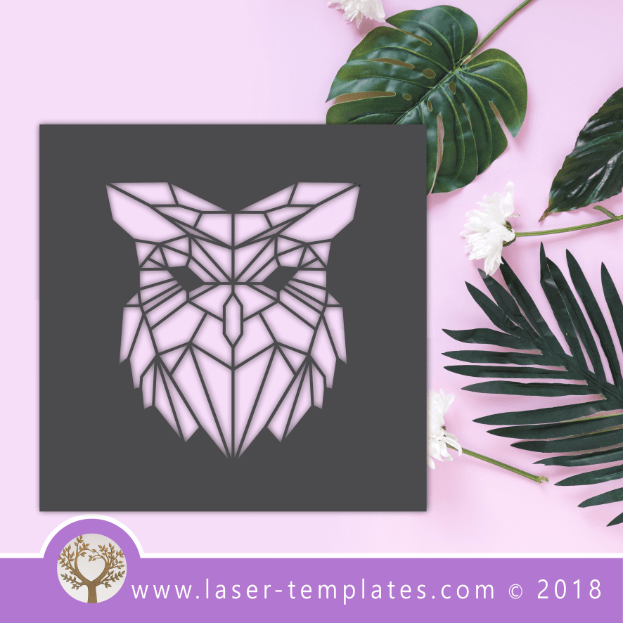 Laser Cut Geometric Owl Stencil Vector Template, Download Online ...