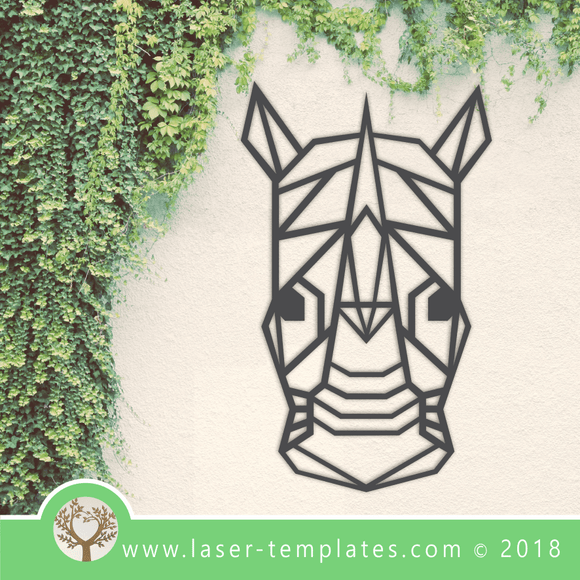 Laser Cut Geometric Rhino Vector Template, Download Online Today