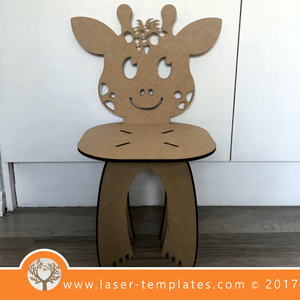 Laser cut Giraffe Kids Chair Template, download vector design patterns.