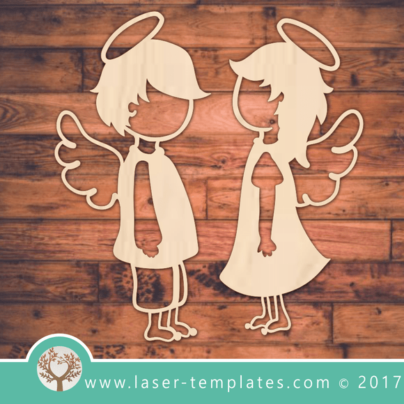 Girl and Boy Angels template laser cut