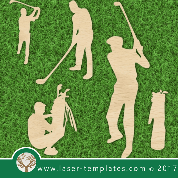 Golfers sport laser cut template, download vector desings 