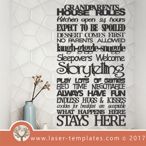 Laser Cut Grandparents Wall Quote Template, Download Vector Designs.