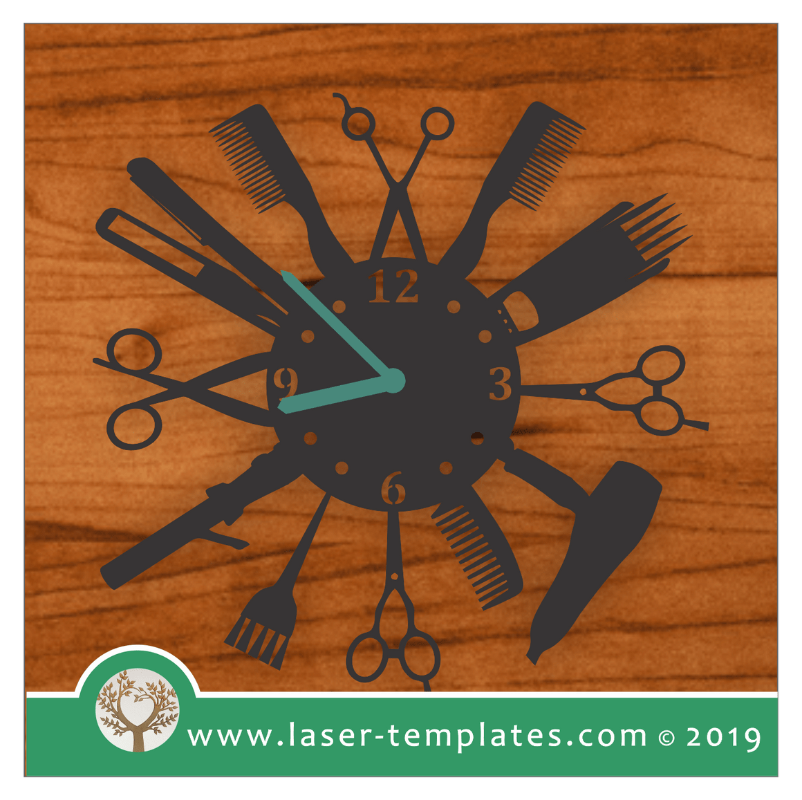 laser cutting templates Hairdressers Clock Laser Ready Templates