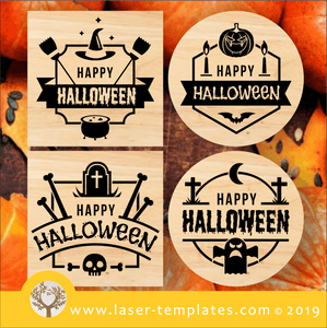 Laser cut template for Halloween Coaster Pack x4