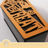 Laser cut template for Halloween Coffin Box 3. Kids Interior and exterior design décor, Halloween or add to your product catalog and perfect for Christmas as well or any occasion really. Cut out of 3mm wood, hardboard or acrylic.  You can add and remove elements or personalize the design.   REQUIRES 3MM MATERIALS  SIZE CANNOT BE CHANGED WITHOUT DESIGN EXPERIENCE.  WinZIP file contains the following VECTOR files: AI, EPS, SVG, DXF, PDF, CDR
