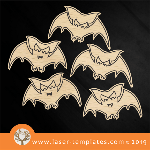Laser cut template for Halloween Flying Bats