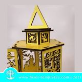 Laser cut template for Halloween Lantern 1. Kids Interior and exterior design décor, Mothers Day gift, birthday present or add to your product catalog and perfect for Christmas as well or any occasion really. Cut out of 3mm wood, hardboard or acrylic.  You can add and remove elements or personalize the design.   This is designed for 3mm materials ONLY.  Size: 155mm in Height  WinZIP file contains the following VECTOR files: AI, EPS, SVG, DXF, PDF, CDR
