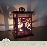 Laser cut template for Halloween Lantern 2. Kids Interior and exterior design décor, Halloween or add to your product catalog and perfect for Halloween as well or any occasion really. Cut out of 3mm wood, hardboard or acrylic. You can add and remove elements or personalize the design.  SIZE: 180mm in HEIGHT CANNOT BE SCALED WITHOUT DESIGN EXPERIENCE This is designed for 3mm materials ONLY. WinZIP file contains the following VECTOR files: AI, EPS, SVG, DXF, PDF, CDR