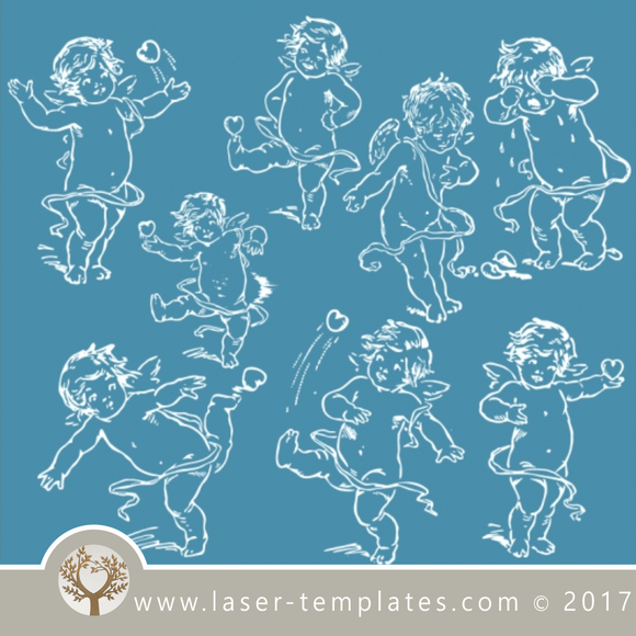 Vintage angels hand drawn template. Online store, VECTOR design for laser engraving, Free designs every day. hand drawn angels.