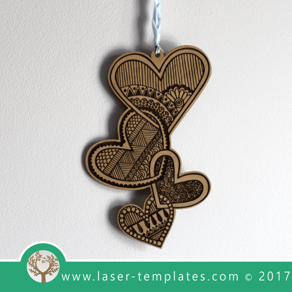 Laser Cut Hand Drawn Chained Hearts Template, Download Vector Designs.
