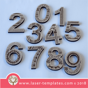 Laser Cut & Engrave Hand Drawn Set of Numbers. Templates Online