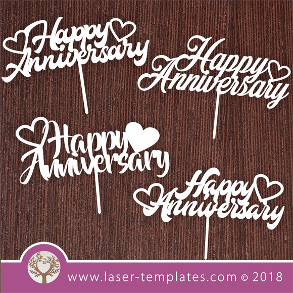 Happy Anniversary Cake Topper Set of 4