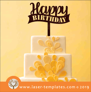 Laser cut template for Happy Birthday Cake Topper