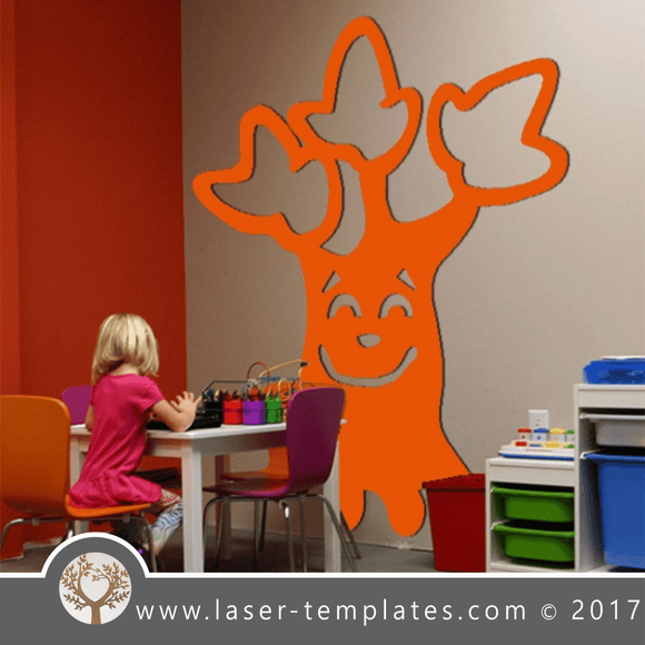 kids Laser cut tree template. Vector design download free patterns every day. Happy TREE 4.