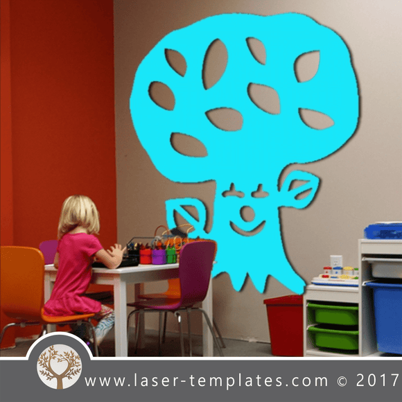 kids Laser cut tree template. Vector design download free patterns every day. Happy TREE 7.