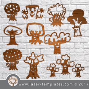 Happy tree Laser cut template. Vector design download free patterns every day. Happy TREE set.