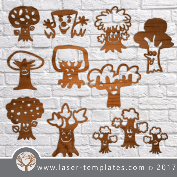Happy tree Laser cut template. Vector design download free patterns every day. Happy TREE set.