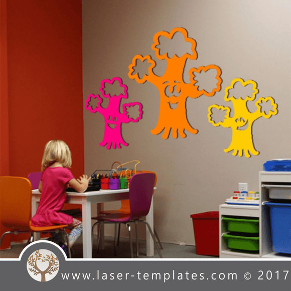 kids Laser cut tree template. Vector design download free patterns every day. Happy TREES 10.