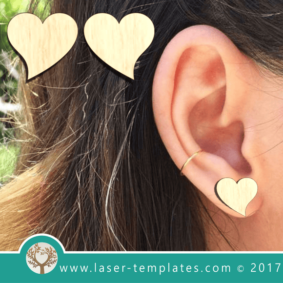 Laser Cut Heart Earrings Template, Download Laser Ready Vector Design.