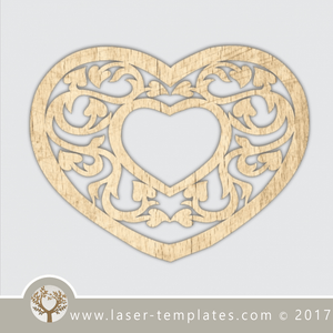 Heart template, online vector design store for laser cut templates.