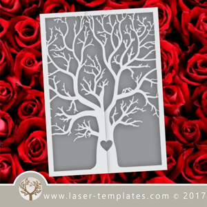 Laser cut invitations template free designs every day. Laser tree wedding invitation. Heart Tree Card.