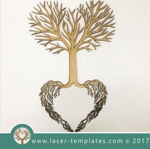 Laser cut tree template. Online vector design download free patterns every day. Heart Tree with Roots.